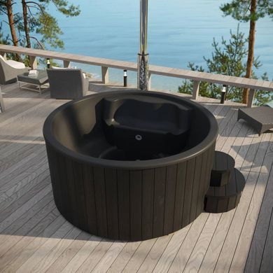Koupac&iacute; sud DeLux 200 BLACK s integrovan&yacute;mi kamny 30 kW Čern&aacute;