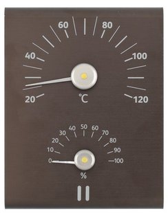 Rento sauna thermometer and hygrometer brown/black