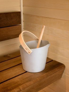 Helo Brilliant Sauna Set (Thermometer, Hourglass, Bucket & Ladle), Silver