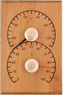 4Living Sauna thermometer & hygrometer heat treated alder