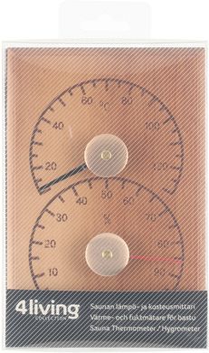 4Living Sauna thermometer & hygrometer heat treated alder