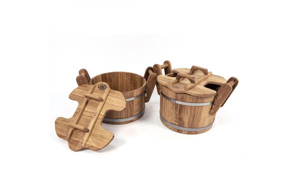 Wooden bucket with lid, 35 L Oak