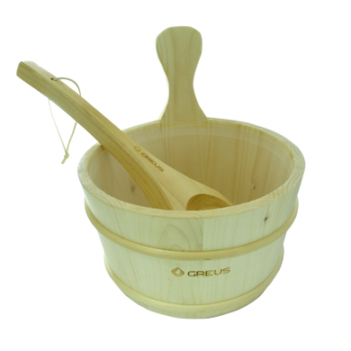 GREUS pine set (4 l bucket + ladle) with plastic insert