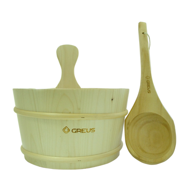 GREUS pine set (4 l bucket + ladle) with plastic insert